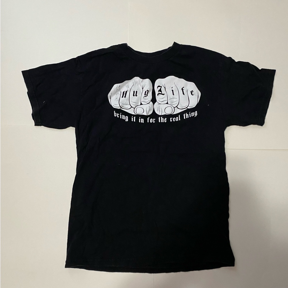 “Hug Life. Bring it in for the real thing” cool guy tshirt